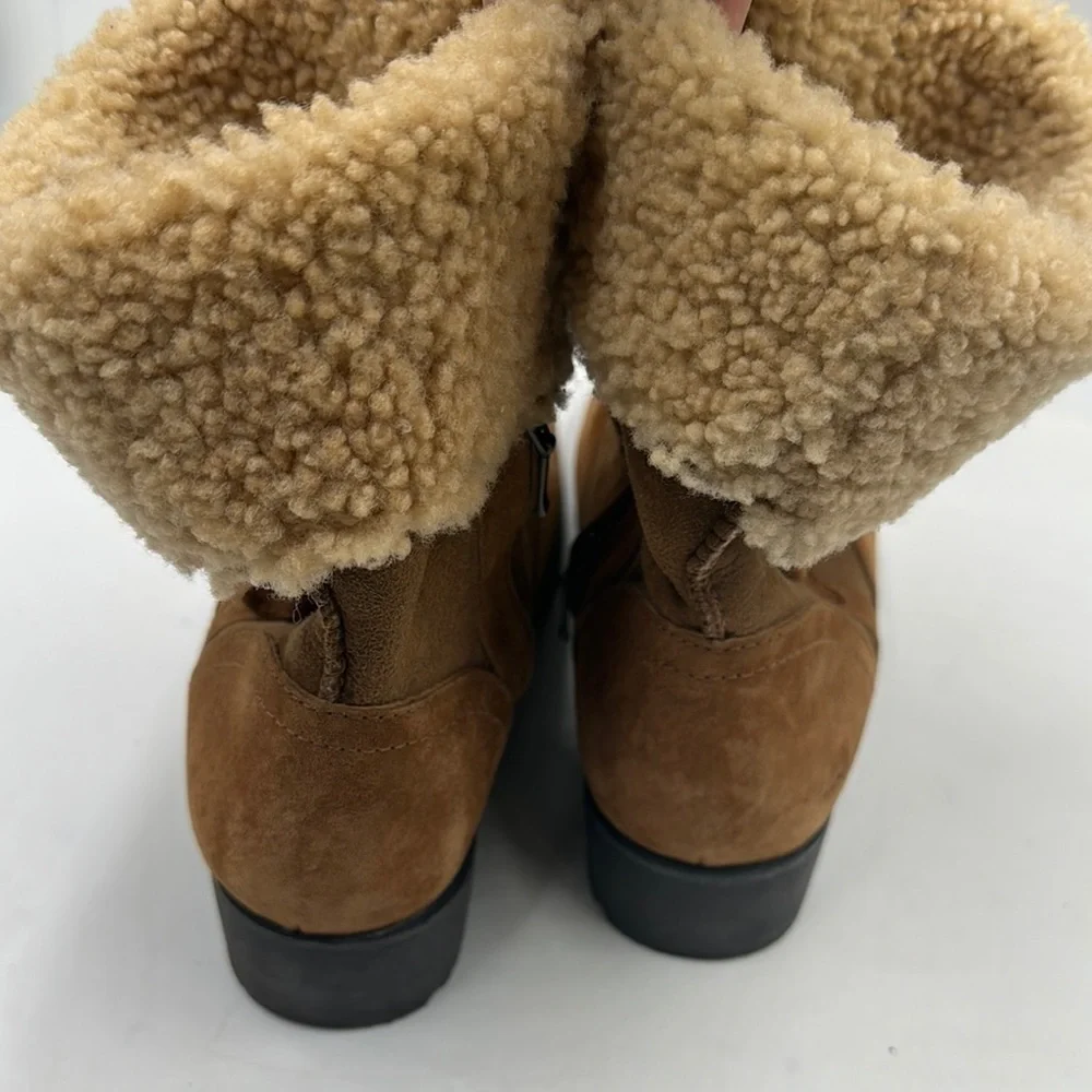 UGG Australia Bellevue Leather Sheepskin Lined Boots Women's Size 9 Buckle